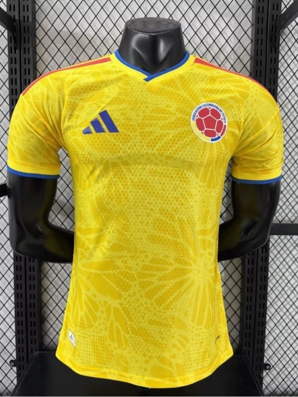 adidas Men’s Yellow Colombia Football Jersey with Blue & Red Details